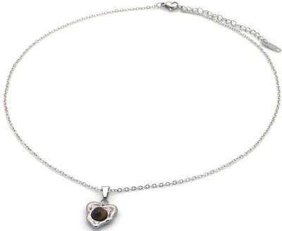 Ketting met Hart - Zilverkleurig - Hart met Stenen Hart - RVS - Stainless Steel – valentijn – cadeau