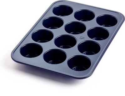 Blue Diamond muffinvorm - 12 stuks - PFAS-vrije antikleeflaag - Keramische baklaag - Ovenbestendig tot 230°C - Blauw