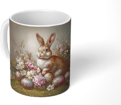 Mok - Koffiemok - Haas - Stilleven - Bloemen - Mokken - 350 ML - Beker - Koffiemokken - Theemok