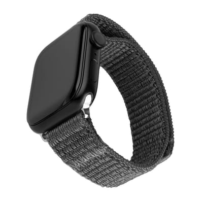 FIXED Nylon Sport Band voor Apple Watch 42/44/45/46mm – Ademend Nylon – Klittenbandsluiting – Donkergrijs