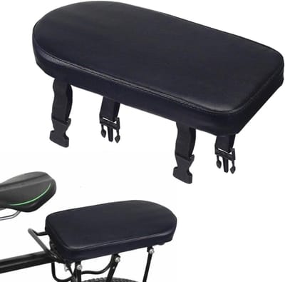 Fiets achterzitkussen - Kinder fietszadel - Comfortabel fietsen - Met rugleuning - 30x15x3.5 cm - Zwart