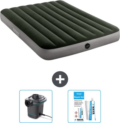 Intex Luchtbed - Twijfelaar - 137 x 191 x 25 cm - Groen - Inclusief Pomp en Reparatieset