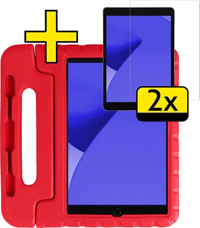 Hoes - Geschikt voor Apple iPad 7/8 (2019/2020) - 10.2 inch - 7e/8e Generatie - Met 2x Screenprotector - Kinderhoes Shockproof Bumper - Kidsproof Case - Tablet Hoesje - Kinder Cover - Rood