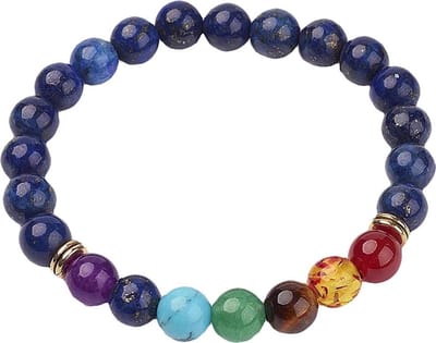 Edelstenen armband Lapis Lazuli Mix Color Stone - blauw - rood - bruin - groen - paars - elastisch - luxe sieraden zakje - armband dames - elastisch armband