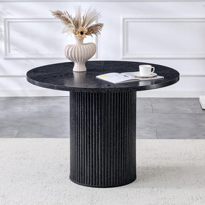 Ronde Eettafel - Eetkamertafel Keukentafel - Dineren Gezelligheid - Met Opbergruimte Cilindrisch - 100 cm Diameter - Zwart Houtlook