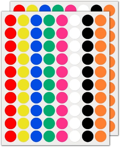 Store_9 - 2000 Stuks - Ronde Stickers - Puntstickers - 20mm - Zelfklevend - 8 Kleuren - Voor Creatief Gebruik