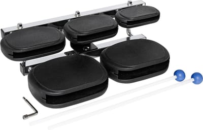 Stagg WB-SET 5S Vijfdelige set templeblocks, kunststof met bevestigingsklem en mallets