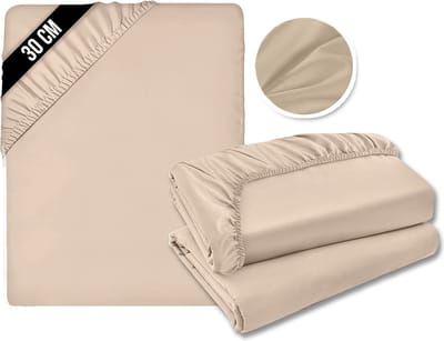 DailySupplies® Matrasovertrek 180x200 - Hoeslaken - Matrashoes - Super Zacht - Beige