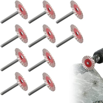 10-bladig snijblad, 40 mm x 0,2 mm, Diamond Turbo Mini Carving Saw Blade, grijs, geschikt voor graniet, marmer, keramiek en tegels; compatibel met haakse slijpers (slijtvast).