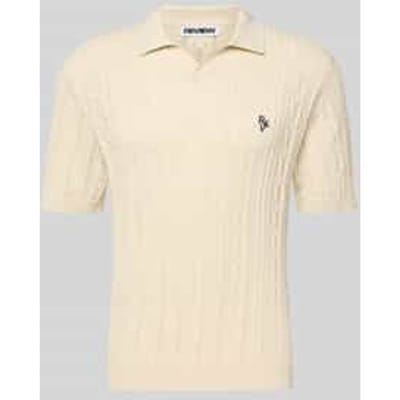 slim fit knitwear-poloshirt met labelstitching