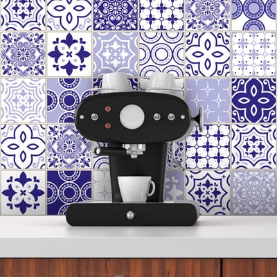 Zelfklevende muurstickers met Mykonos cementtegelmotief voor keuken en badkamer - 30 stickers van 10x10 cm