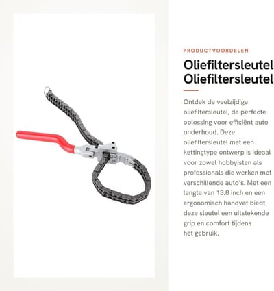 Dailygoods- Oliefiltersleutel Kettingtype - Lange Steel 350mm - Draaibare Handgreep - Staal/IJzer - Maatbereik 60-160mm - Ergonomisch Ontwerp - Filtersleutel
