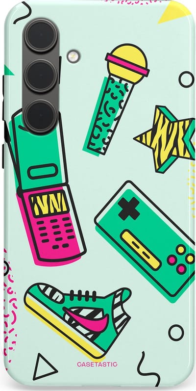 Casetastic Hoesje Geschikt voor Samsung S24 Plus - Stijlvolle Beschermende Duo-layer Case - Retro 80s sneaker