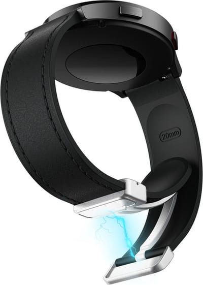 Hybride siliconen-leren bandje - geschikt voor Garmin Venu (2 Plus) / Venu SQ (2) / Vivomove (Style - Sport) / Vivoactive 3 / 5 / 6 / Forerunner 55 / 165 / 245 / 645 / 570 - 42mm - zwart
