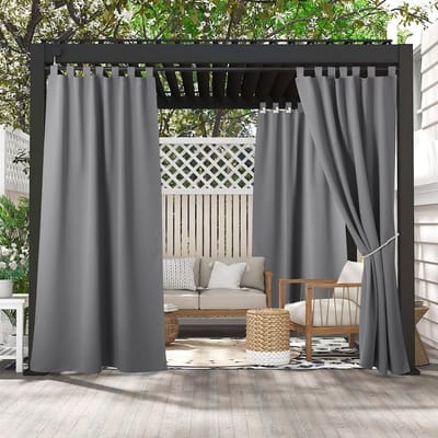Dailygoods- Buitengordijnen Waterdicht - Zwartwerende Gordijnen - Blackout Gordijnen - Lijmbeugels - 132B x 213H cm (2 Panelen) - Geschikt voor Balkon/Tuin/Pergola - Terrasgordijnen