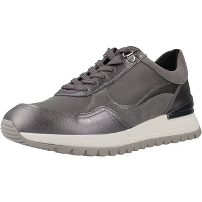 Geox D Desya A Leren Dames Donkergrijze/Gun Sneakers