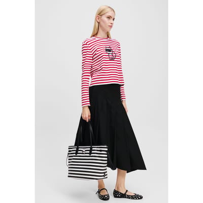 Karl Lagerfeld Ikon Nylon Tote Small Stripe Black-white Taglia: OS | Borse a mano Outlet | Donna | Nero