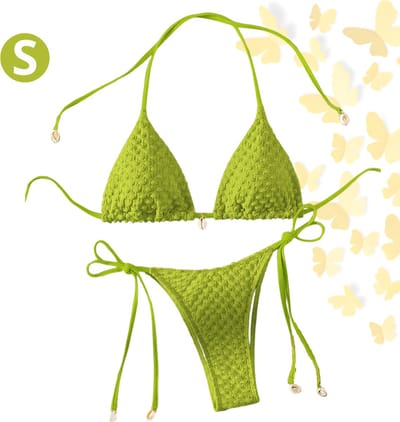 Livano Bikini Dames - Meisjes Bikini - Badpak - Push Up - Vrouwen Badkleding - Zwemmen - Sexy Set - Top & Broekje - Groenachtig Geel - Maat S