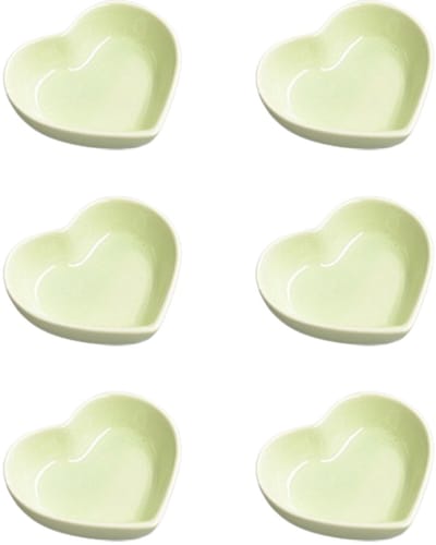 JeiibrZui Hartvormige Kom - Keramische Dipschaaltjes - Ideaal Voor Sausen En Toetjes - 6 Stuks - Groen