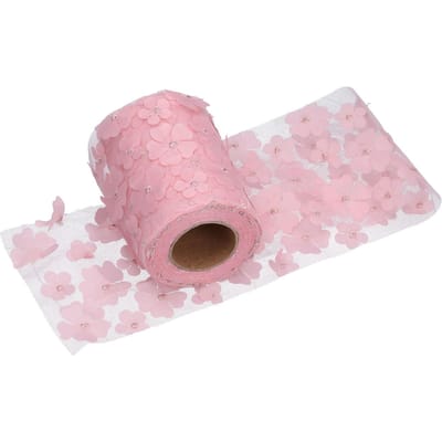 Bloemen Tule Rollen 10cm 10yd Premium Polyester Flexibel Brede Toepassing Exquise Glanzende Tule roze