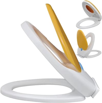 Toiletbril voor Volwassenen en Kinderen met Soft-Close Functie - Ergonomische Witte en Gele Toiletzitting