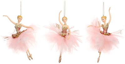 Goodwill Kersthanger - Ballerina Tule Tutu Strass Steentjes Zalm-Goud D 18 cm LET OP Prijs Per Stuk