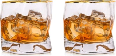 Unieke set van 2 onregelmatige whiskyglazen - Perfect als cadeau voor mannen, verjaardag, vaderdag, pensioen, of voor rum, gin en bourbon liefhebbers