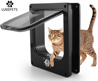Lunspets – Kattenluik met Tunnel en Magnetische Sluiting – 23.5x27x5.5 cm - Waterdicht - Zwart