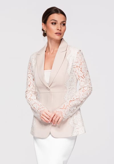 OMBRE Blazer - Regular Fit - Lange Mouw - Knopen Beige M