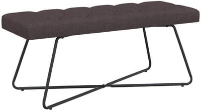 vidaXL - Bank - met - knopen - tufting - Donkerbruin - 110 - x - 40 - x - 46 - cm - Stof