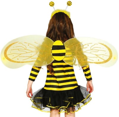 Bijtje/bijen verkleed set - vleugels en diadeem - geel/zwart - Meisjes - carnaval verkleed accessoires