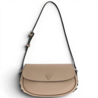 Guess Danya Flap Vrouw Taupe schoudertas in synthetisch materiaal met Plot en Front Logo