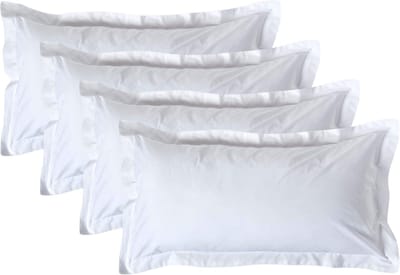 Homescapes Kussensloop 50x90 cm met Rand (Oxford) Set van 4 – Wit – 100% Egyptisch Perkal Katoen – 200 TC