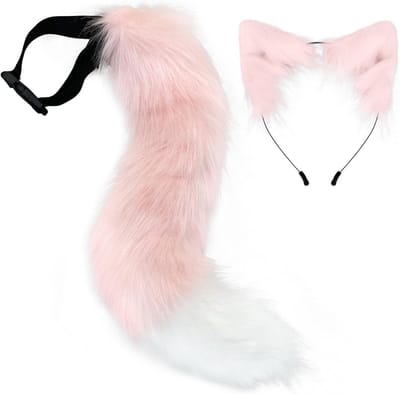 JGS Premium - Staart en oren Set voor Cosplay - Langharige Vos Wolf Kit - Anime Fancy Dress Party - Halloween Kostuum - Kerstmis Rollenspel