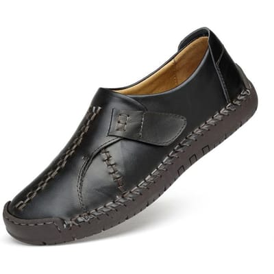 Casual Schoenen Heren Trendy Schoenen Herfst Nieuwe Klittenbandschoenen Heren Modeschoenen Britse Leer Handgemaakte Leerschoenen voor Mannen 44 black