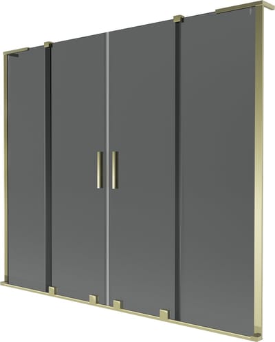 Mexen Velar L Duo badwand met 2 schuifbare panelen 170 x 150 , grafiet, goud - 896-170-003-42-50
