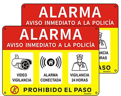 Reflecterend Alarm Bord 18x25cm - Videobewaking Metalen Bord Voor Verboden Toegang Tot Privé Eigendom - Duurzaam, Waterdicht, UV-Bestendig - Set Van 2 Stuks