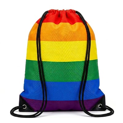 Regenboog gymtas trekkoord rugzak voor dames en heren – sport gym tas met regenboog strepen patroon – lichte trekkoord tas voor fitness, school, training, sport en dagelijkse activiteiten