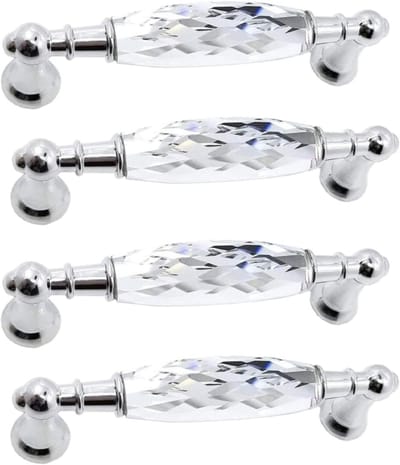 4 Stuks 96mm Kristallen Kastgrepen, Rhinestone Ladesleutels voor Keuken, Kast en Glazen Deuren