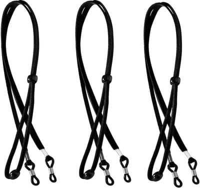 MTTProducts - Brilbanden - Glazen ketting - Duurzaam en elastisch - Zwart - Sportbrillen en Zonnebrillen - Handig voor dagelijks gebruik - 3 stuks