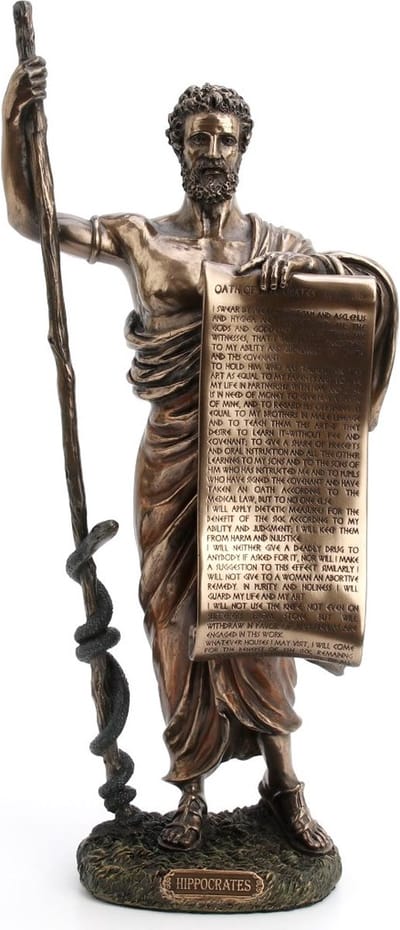 Veronese Design Beeld/figuur - Hippocrates van Kos houdend de Eed van Hippocrates - (hxbxd) ca. 33cm x 14cm x 8cm