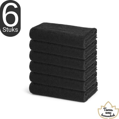 Sevilya Handdoek Set - Zwart - 50 × 90 cm - Set van 6 - 100% Katoen - Badhanddoeken - Sauna handdoeken - Hotelkwaliteit