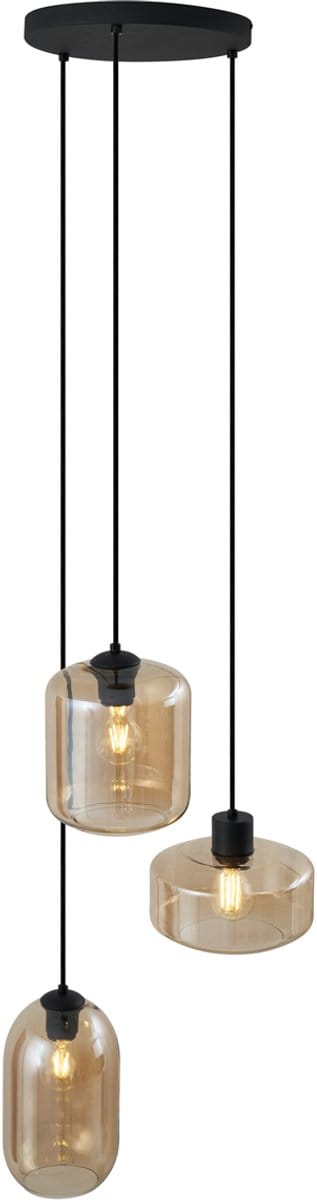 QAZQA sheena - Moderne Hanglamp - 3 lichts - Ø 42 cm - Zwart Goud - Woonkamer | Slaapkamer | Keuken