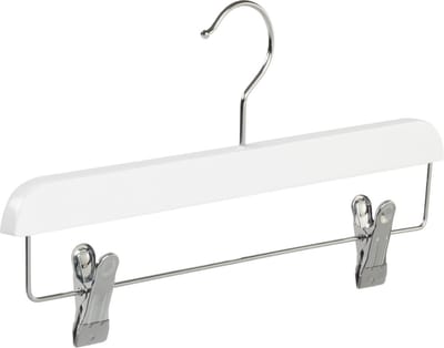 De Kledinghanger Gigant - Knijperhanger - Kinderen - 7107BA - 50 Stuks - Lotushout - Wit Gelakt - Verschuifbare Anti-slip knijpers - 34 cm - Rokhanger - Broekhanger - Pantalonhanger - Kinderhanger (7107BA_01/50)