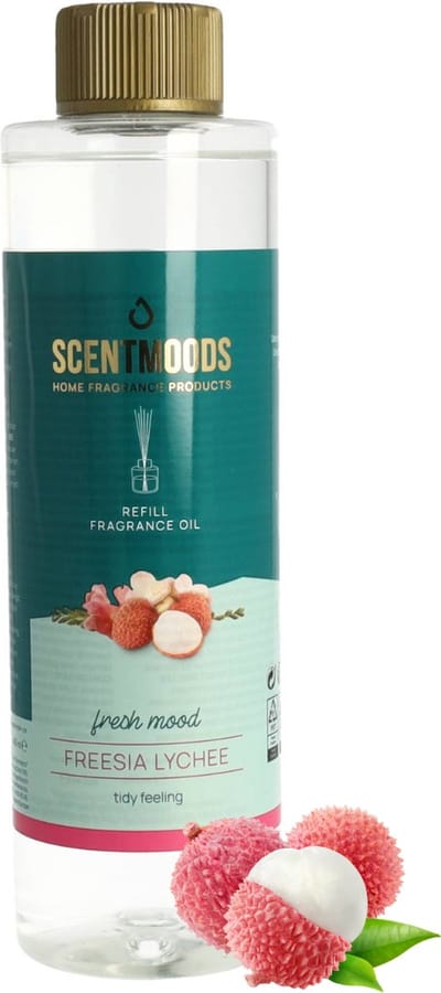 Scentmoods Geurstokjes Navulling - Freesia & Lychee - Geurverspreider - Luchtverfrisser - Huisparfum - 400ml