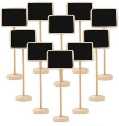 10 stuks houten mini krijtbordjes met standaard