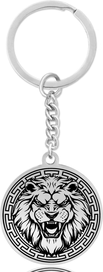 Leeuw Sleutelhanger Zilverkleurig - Dier Talisman - Roestvrij Staal / Stainless Steel - Pax Amare