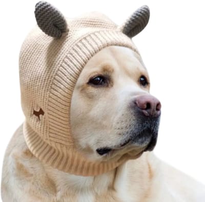 Comfortabele Gebreide Muts voor Honden - Verminder Angst en Geluidsoverlast - Warme Oorkappen voor Middelgrote Honden - Ideaal voor de Winter | Hondenmuts, Angstverlichting Honden, Oorkappen voor Honden, Geluidsbescherming Honden