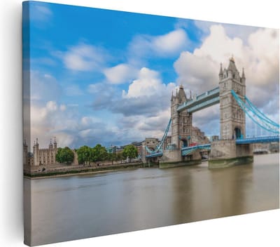 Artaza Canvas Schilderij Londen - 30x20 cm - Klein - Wanddecoratie Tower Bridge - Muurdecoratie Stad - Kamer Accessoires