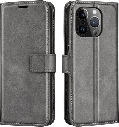 Coverup Hoesje - Geschikt voor iPhone 15 Pro Max Hoesje - Coverup Deluxe Book Case - Grijs